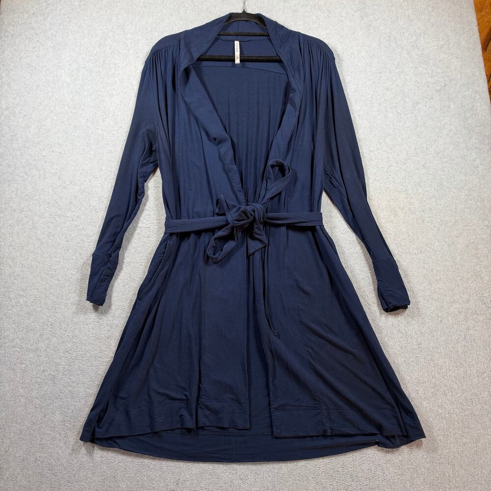 Soma Cool Nights Robe Women's Size S/M Navy Blue Soft Loungewear Knit Belted NWT